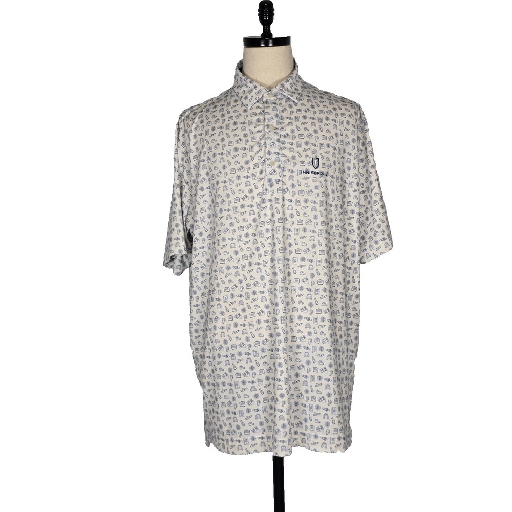 FootJoy FJ Mens Polo White "Travel Print" Performance Golf Trains Planes 2XL